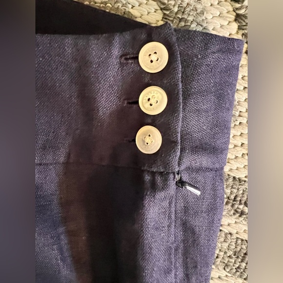 LAUREN Ralph Lauren Sz 4 Nautical Navy Blue Linen Wide Leg Lined Pants Orig$200 - Picture 4 of 8